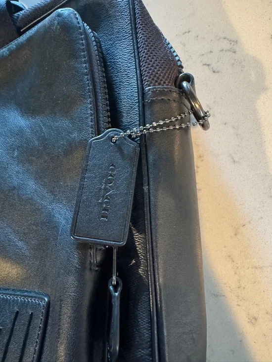 COACH Rider Brief In Signature Canvas Black Grey Multi Leather Dual-Pocket Bag - Picture 5 of 10